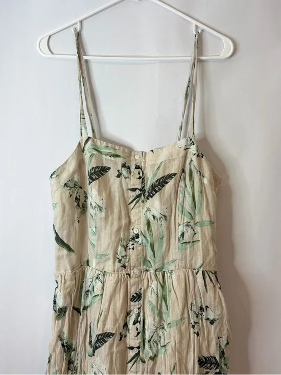 Banana Republic Maxi Dress with Green and Black Botanical Leaf Print Large Tall - Picture 3 of 10
